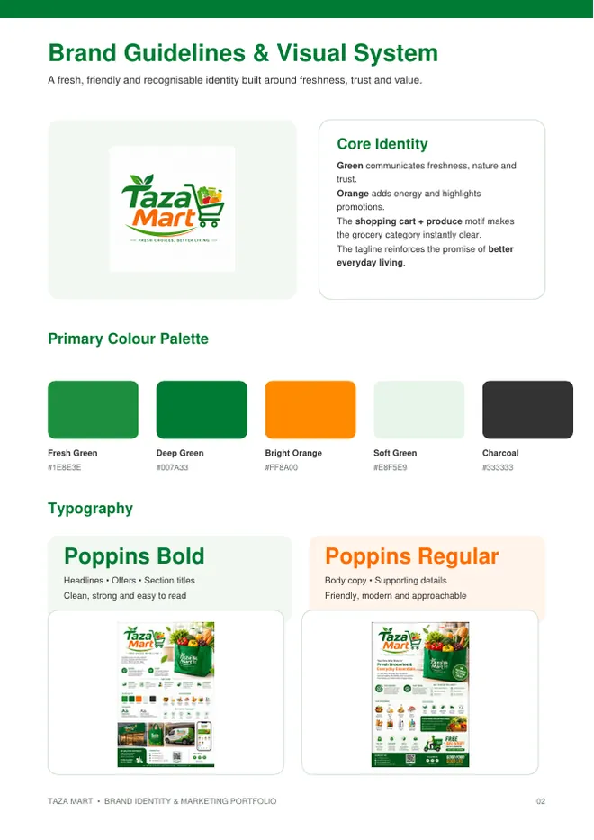 Taza Mart brand guidelines page